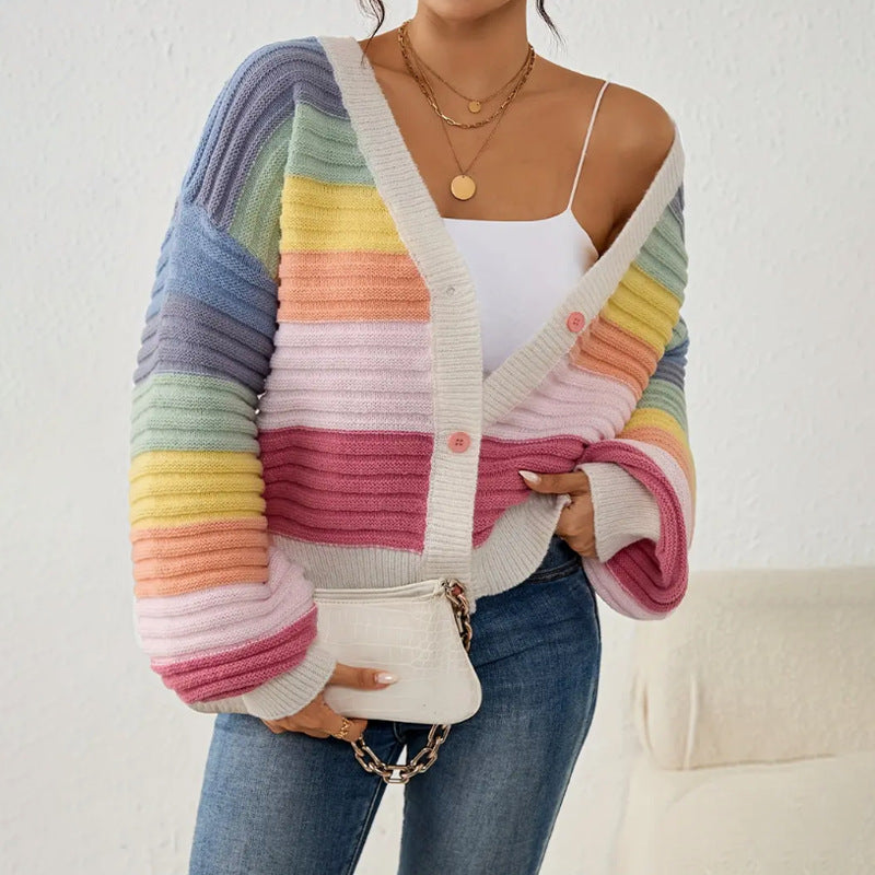 Oversized damesvest van geribd breisel met V-hals en knoopsluiting - zachte, warme laag voor de herfst en winter