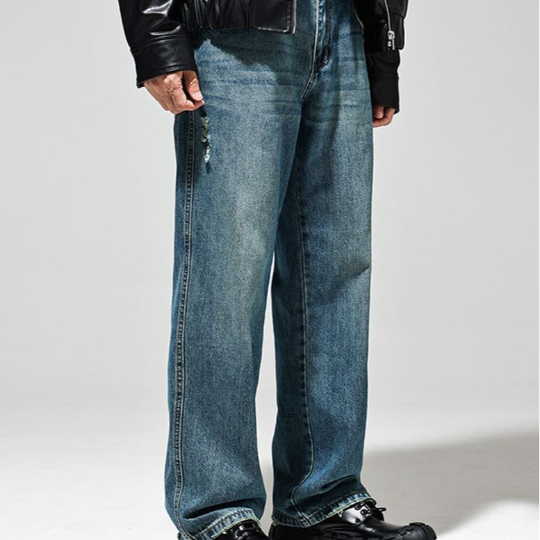 Pánské baggy džíny s vintage opráním – uvolněný denim se širokými nohavicemi pro ležérní streetwear