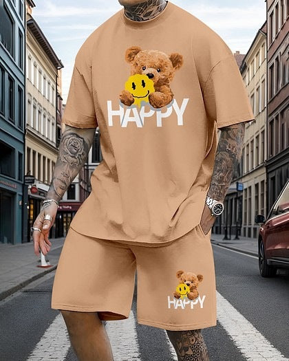 Pánský set s potiskem: oversized tričko a volné šortky