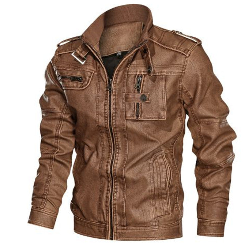 Men’s Multi-Pocket Leather Jacket – Vintage Utility Layer for Everyday Smart-Casual Wear