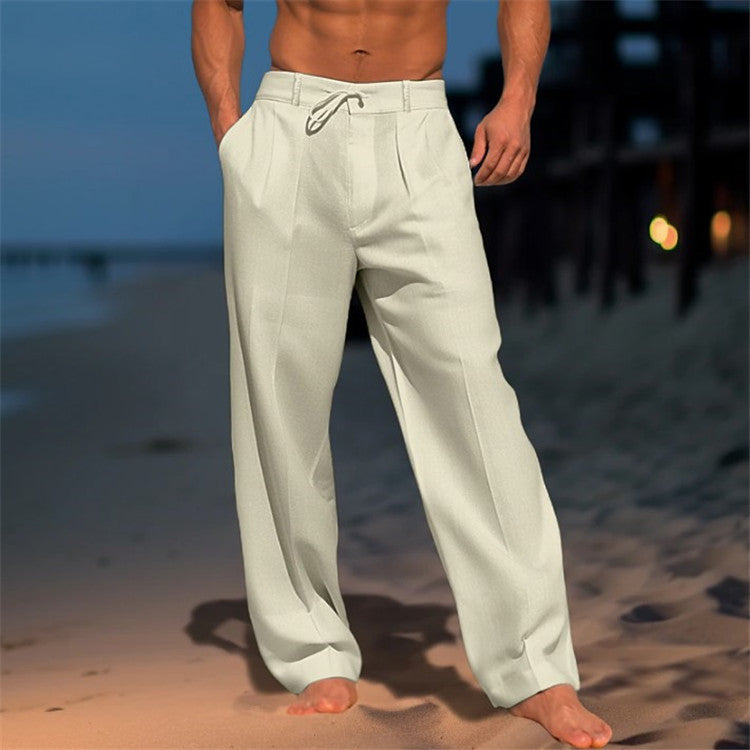 Men’s Pleated Drawstring Trousers – Relaxed Spring Tailoring for Travel and Smart Casual Wear
