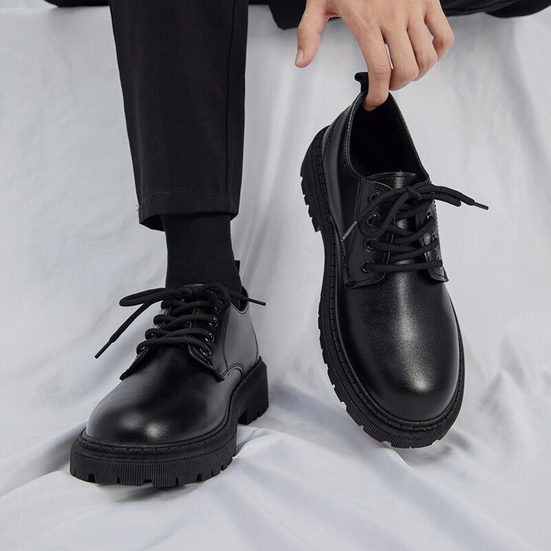 Men’s Chunky Derby Shoes with Lace-Up Fastening and Deep Tread Soles – Faux Leather Style for Smart Casual and Evening Outfits