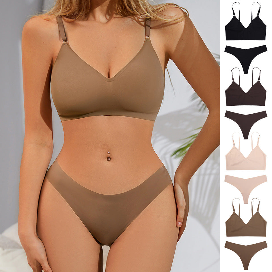 Women’s Seamless Wireless V Neck Bralette Nude Loungewear