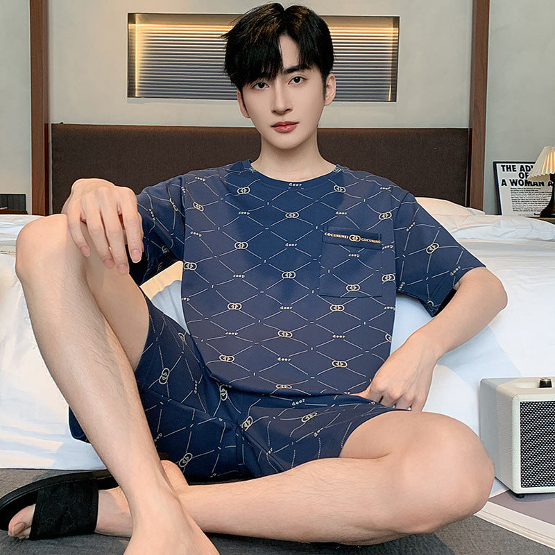 Men’s Printed Cotton Lounge Shorts and Relaxed Sleepwear Set