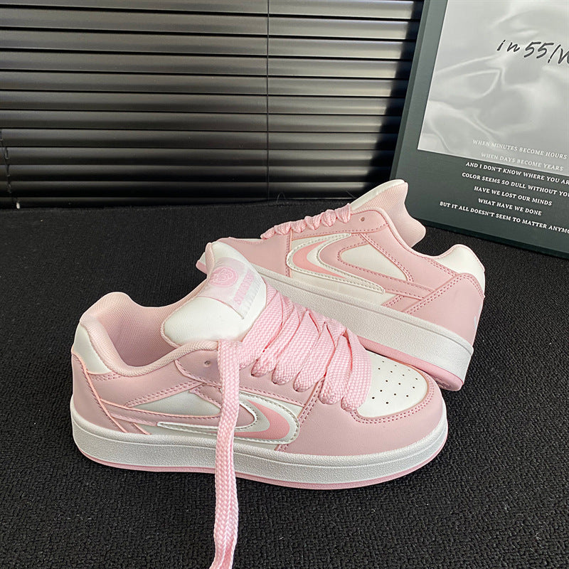Sneakers basse da donna con lacci e punta traforata - stile retrò da tennis con suola spessa, ideali per il tempo libero