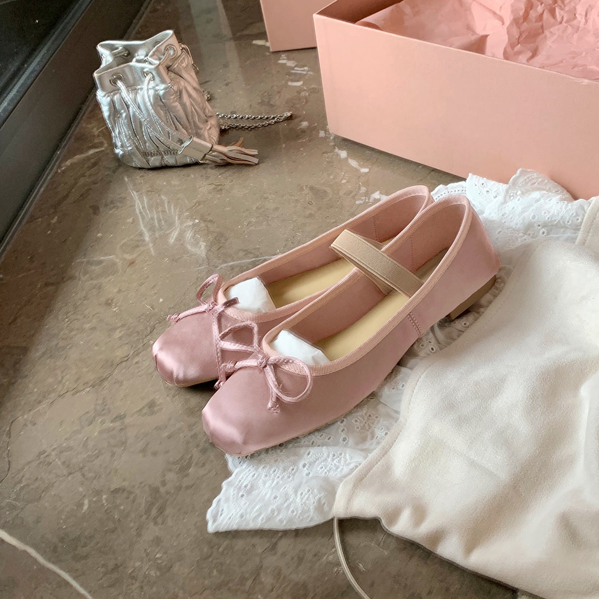Ballerine da donna stile Mary Jane con dettaglio a fiocco - Scarpe con cinturino sul collo del piede da indossare tutti i giorni e nelle occasioni speciali