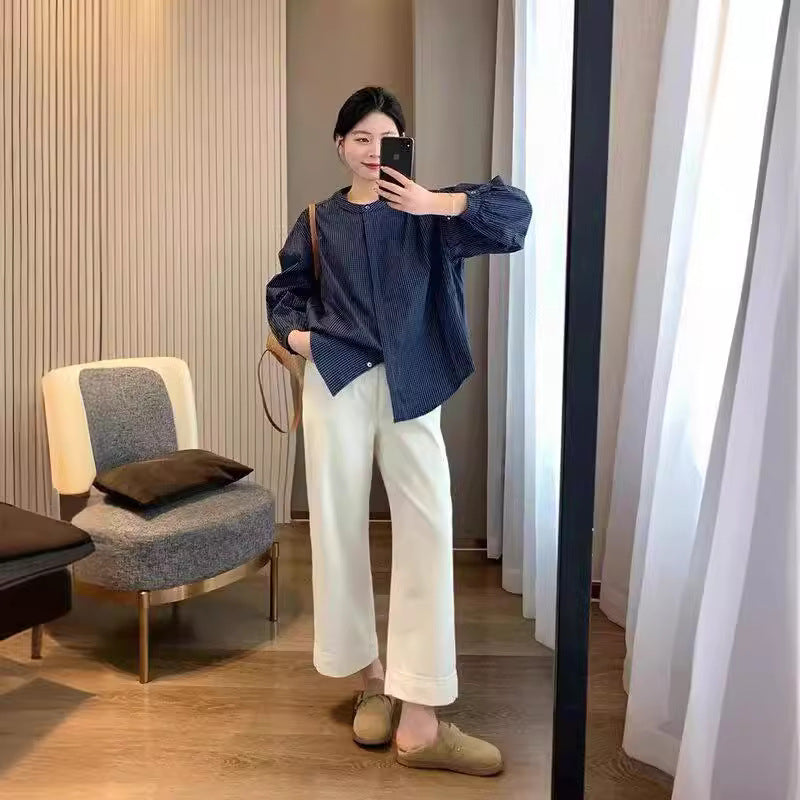 Damejeans med høj talje, kort ben og vide ben i vintage-stil