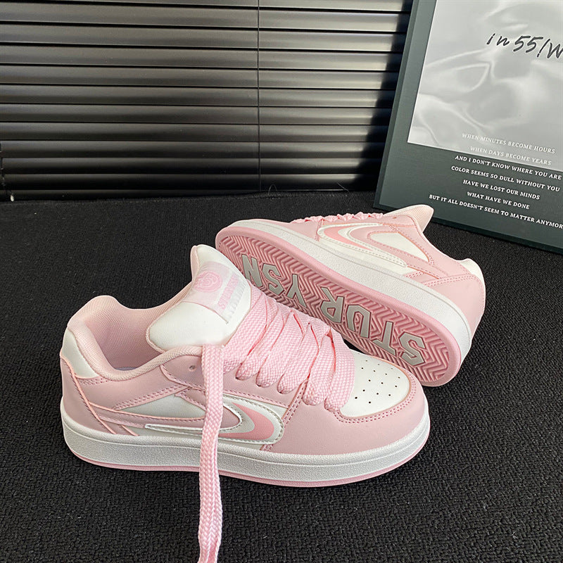 Sneakers basse da donna con lacci e punta traforata - stile retrò da tennis con suola spessa, ideali per il tempo libero