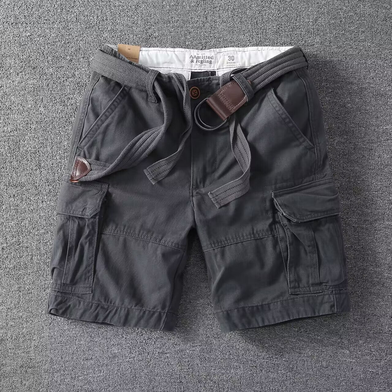Pantaloncini cargo utility da uomo lavati, vestibilità comoda, streetwear