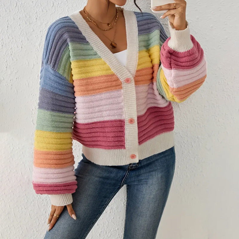Oversized damesvest van geribd breisel met V-hals en knoopsluiting - zachte, warme laag voor de herfst en winter