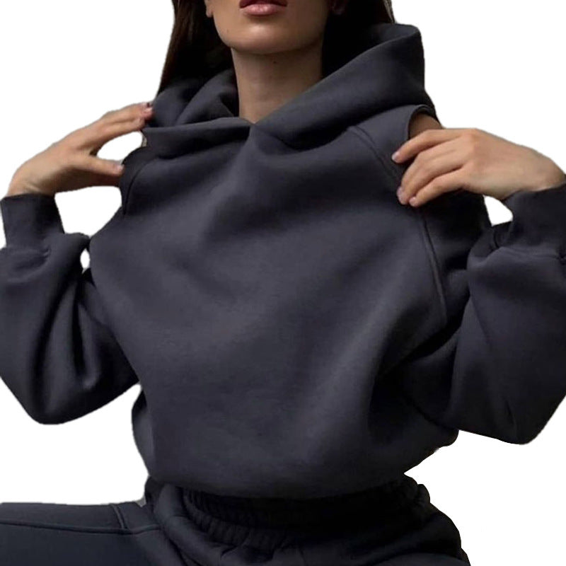 Women’s Cut-Out Hoodie – Oversized High-Neck Sweatshirt with Statement Sleeves