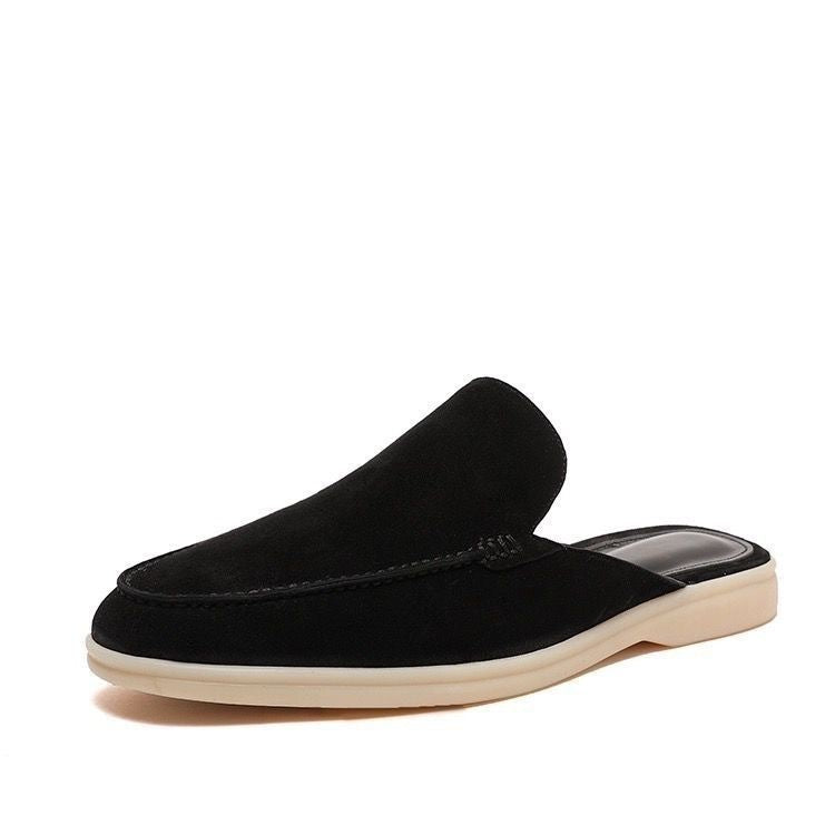 Mocassini estivi da uomo in stile scamosciato senza retro, slip-on