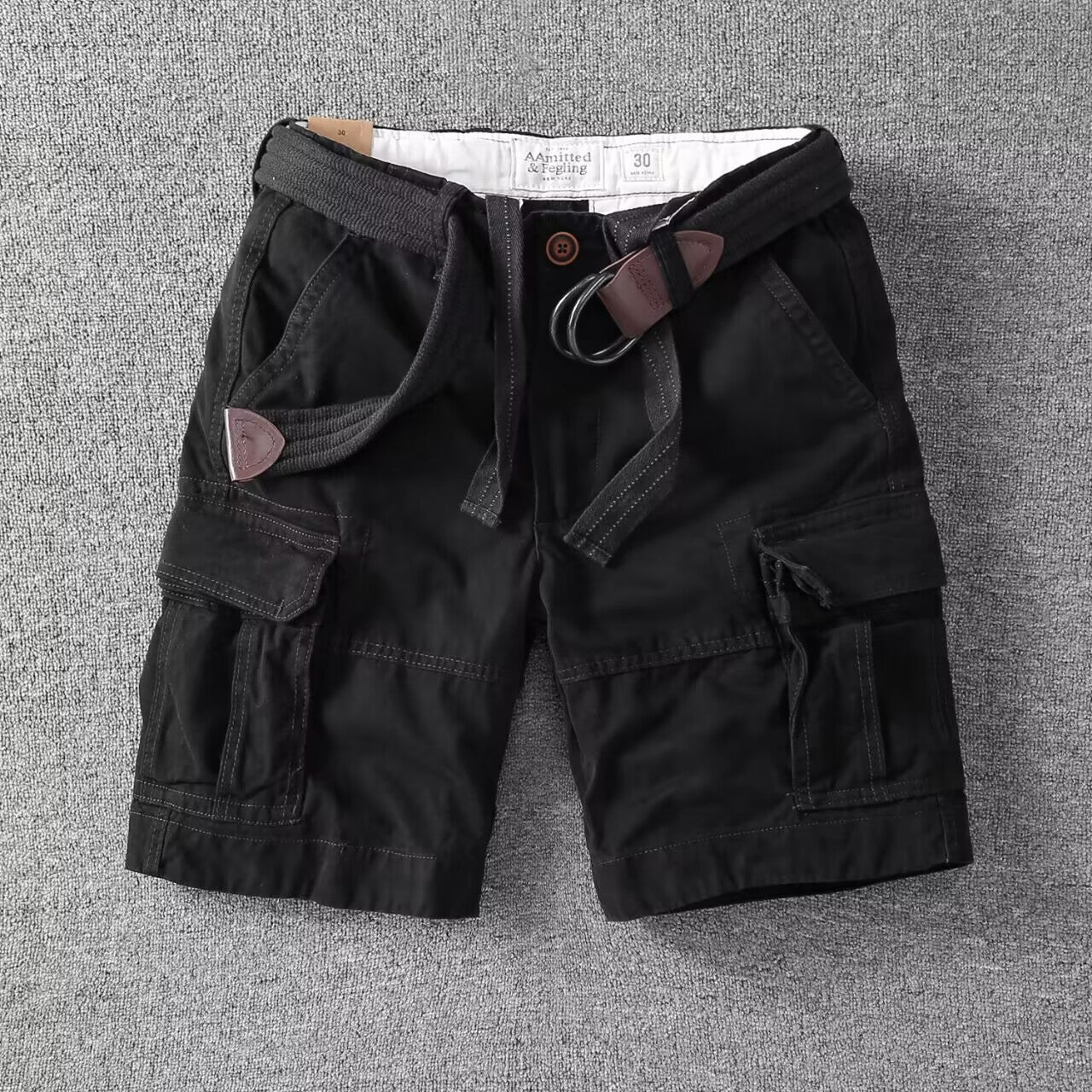 Pantaloncini cargo utility da uomo lavati, vestibilità comoda, streetwear