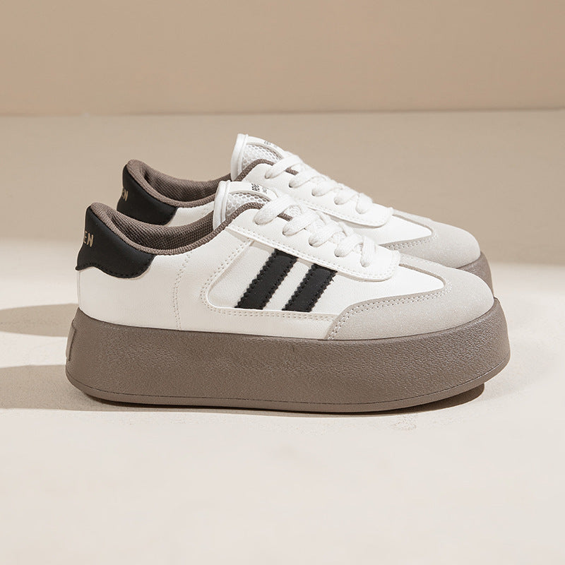 Zapatillas con plataforma y cordones para mujer, con pala de paneles – Estilo retro para el día a día