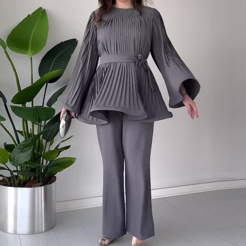 Dámská souprava s netopýřími rukávy – pohodlný, stylový, volný, plisovaný každodenní outfit