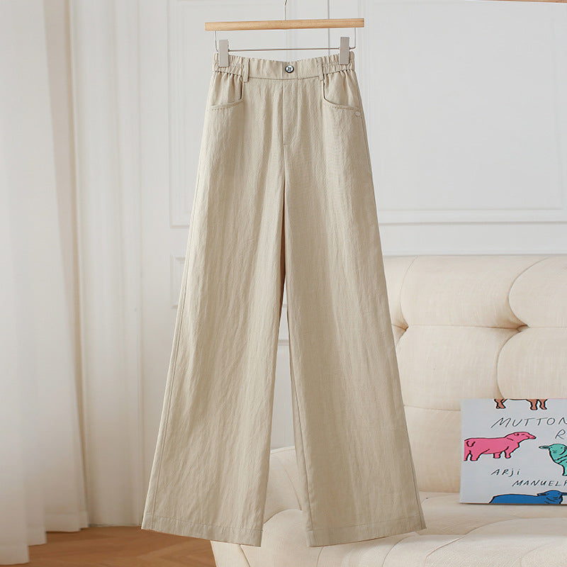Women’s High Waist Linen Wide Leg Casual Trousers