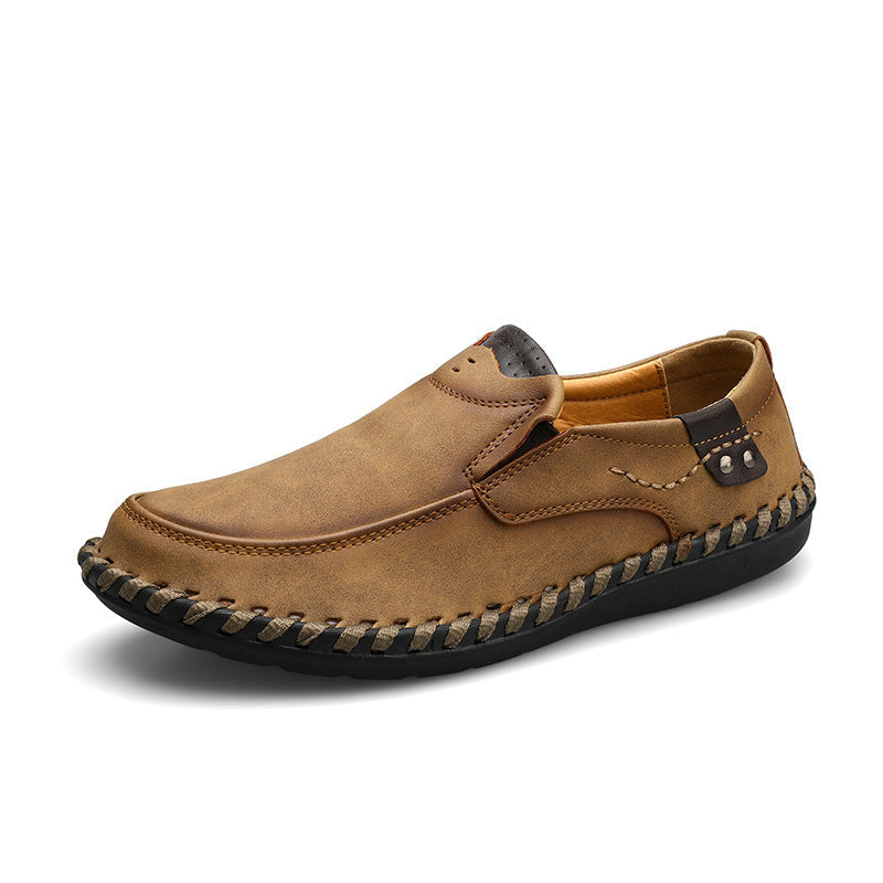 Mokkasinloafers med elastiske sideindsatser og kant med piskesting til mænd – slip-on-model med rund tå til afslappede hverdagsoutfits