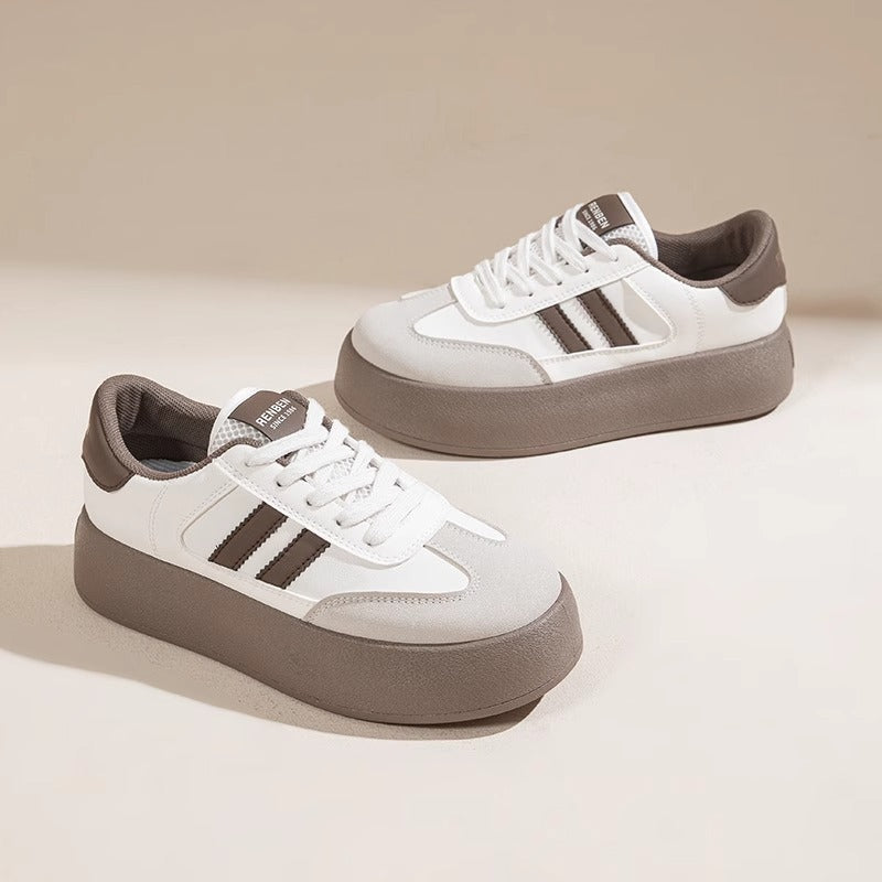 Zapatillas con plataforma y cordones para mujer, con pala de paneles – Estilo retro para el día a día