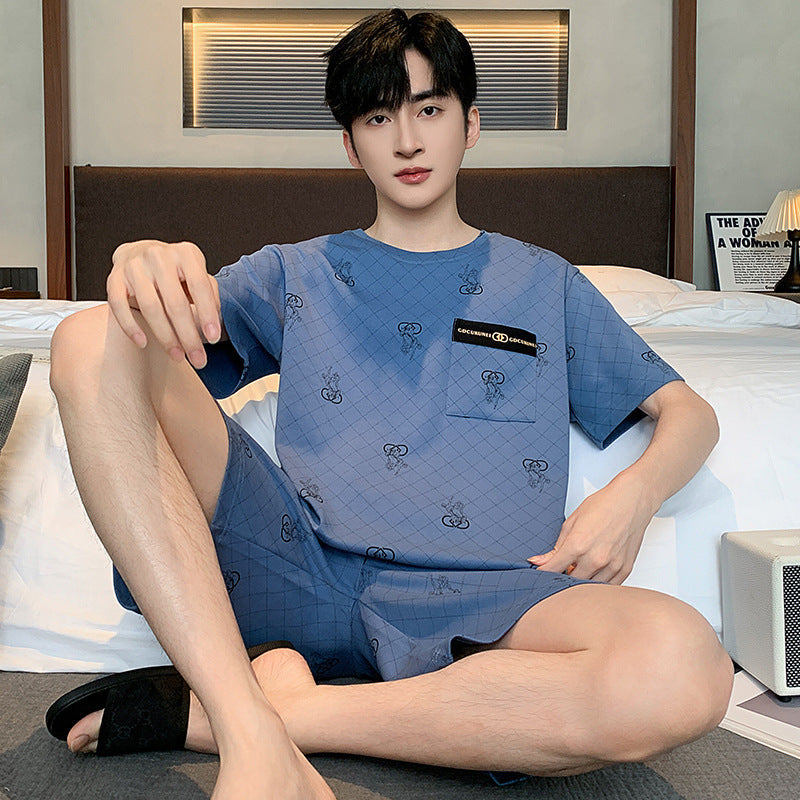 Men’s Printed Cotton Lounge Shorts and Relaxed Sleepwear Set