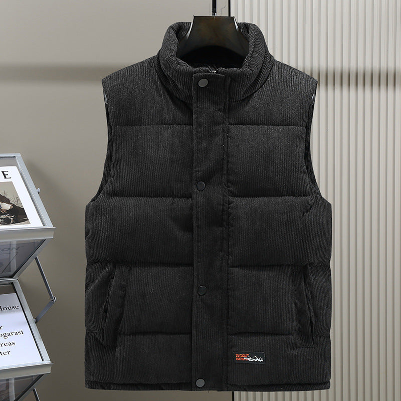Chaleco acolchado de pana para hombre, con cuello alto, ideal para el clima fresco