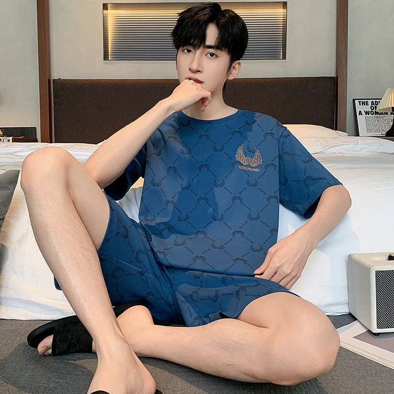 Men’s Printed Cotton Lounge Shorts and Relaxed Sleepwear Set