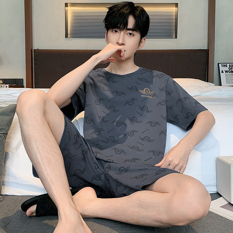 Men’s Printed Cotton Lounge Shorts and Relaxed Sleepwear Set