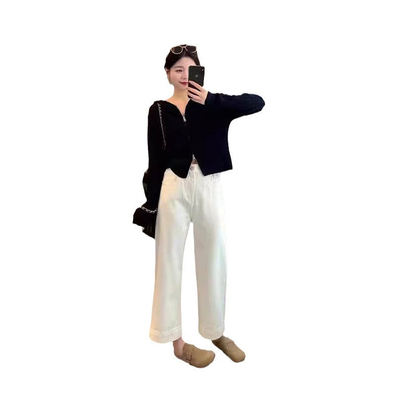 Damejeans med høj talje, kort ben og vide ben i vintage-stil