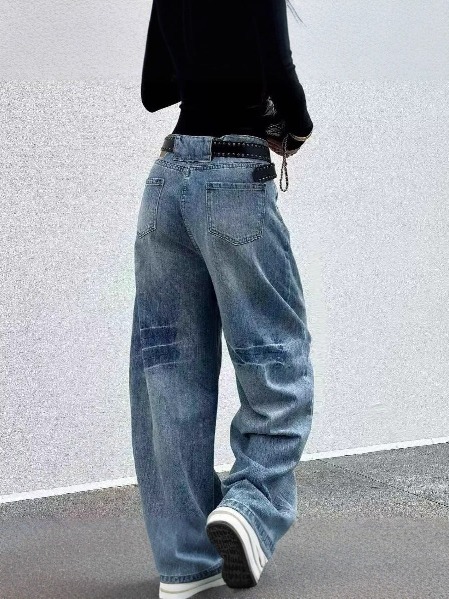 Women’s High Waist Washed Barrel Leg Denim Jeans