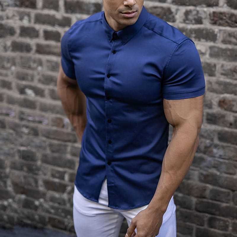 Herren-Kurzarmhemd mit schmaler Passform – Leichtes Hemd mit Knopfleiste für Arbeit und eleganten Freizeitlook im Sommer
