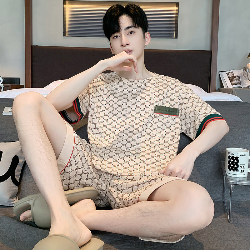 Men’s Printed Cotton Lounge Shorts and Relaxed Sleepwear Set