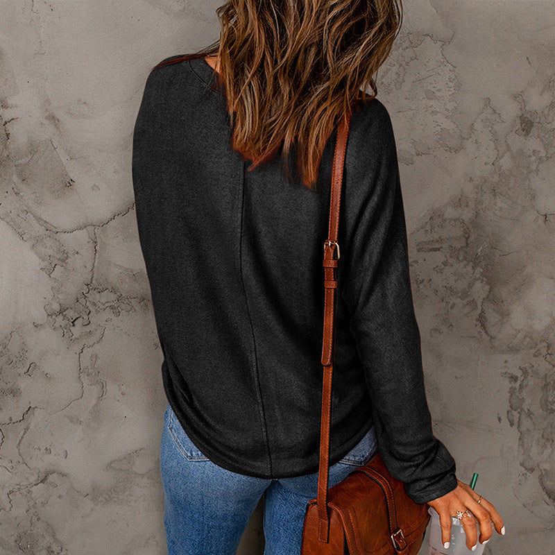 Women’s Relaxed Seam-Detail Long-Sleeve Top – Soft Everyday Layer with Loose Fit