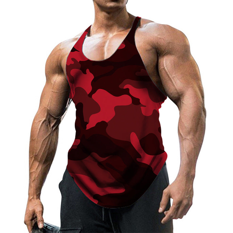 Men’s Printed U Neck Racerback Sleeveless Gym Tank Top