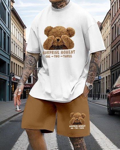 Pánský set s potiskem: oversized tričko a volné šortky