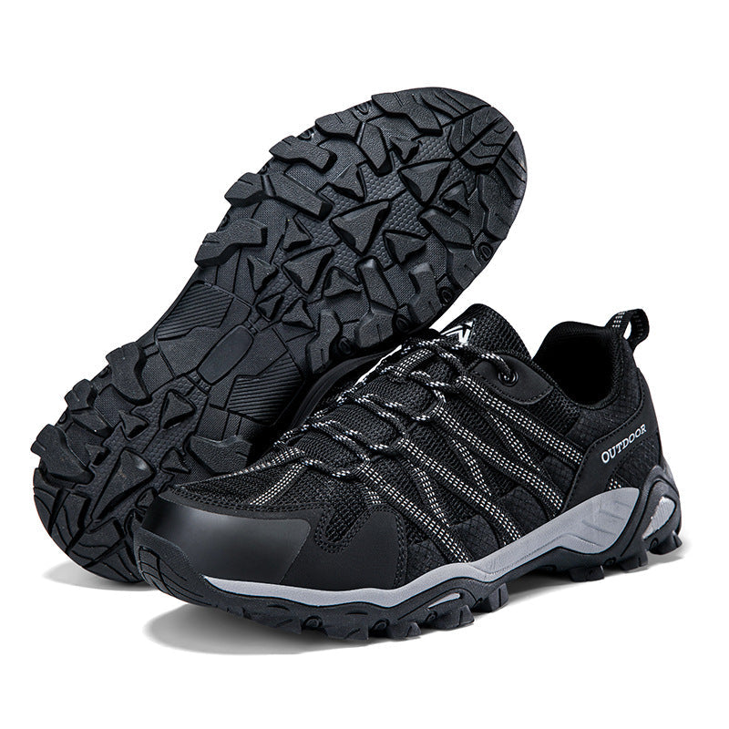 Men’s Outdoor Trainers with Mesh Panels and Reinforced Toe Overlays – Low-Top Lace-Up Style with Rugged Tread for Casual Outings