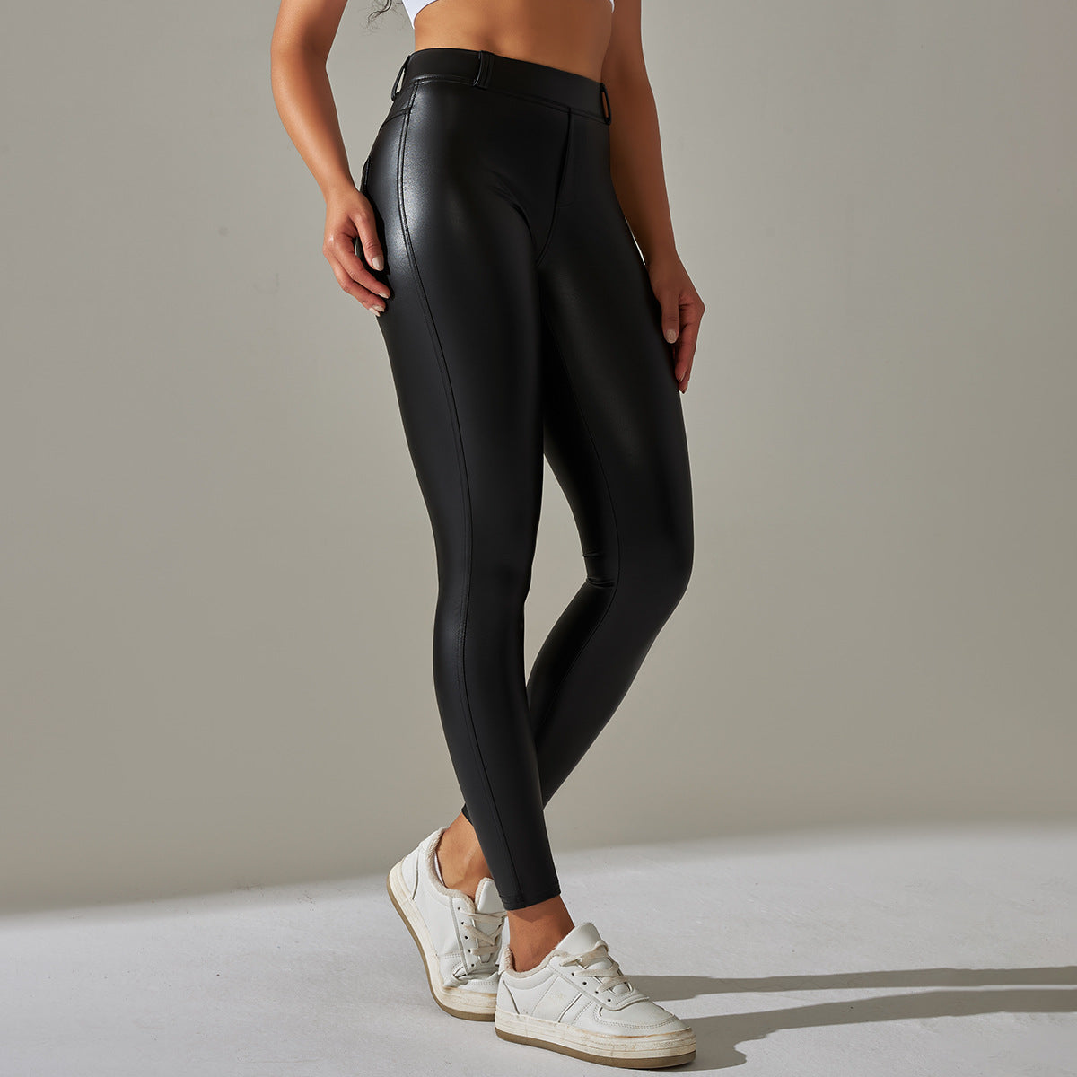 Dames skinnybroek met hoge taille en coating – elegante stretchstijl voor casual en avondkleding