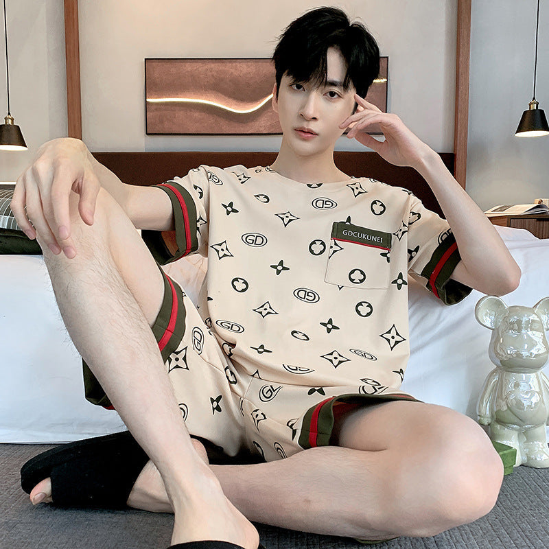 Men’s Printed Cotton Lounge Shorts and Relaxed Sleepwear Set