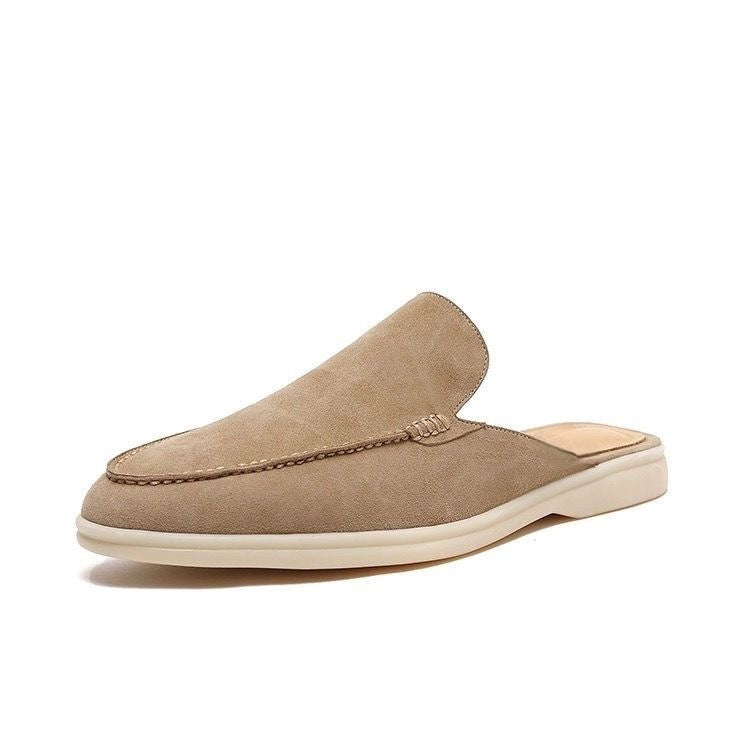 Mocassini estivi da uomo in stile scamosciato senza retro, slip-on