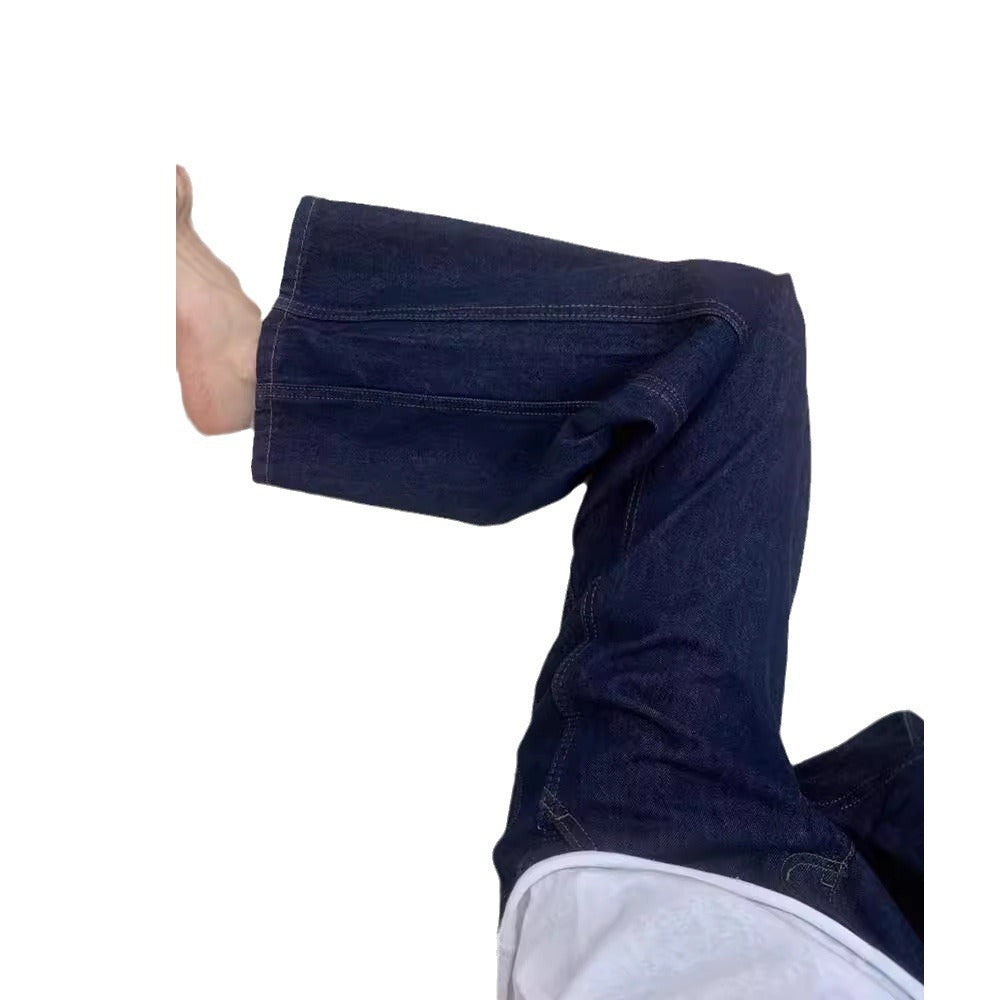 Damejeans med høj talje, gulvlængde og vide ben i denim