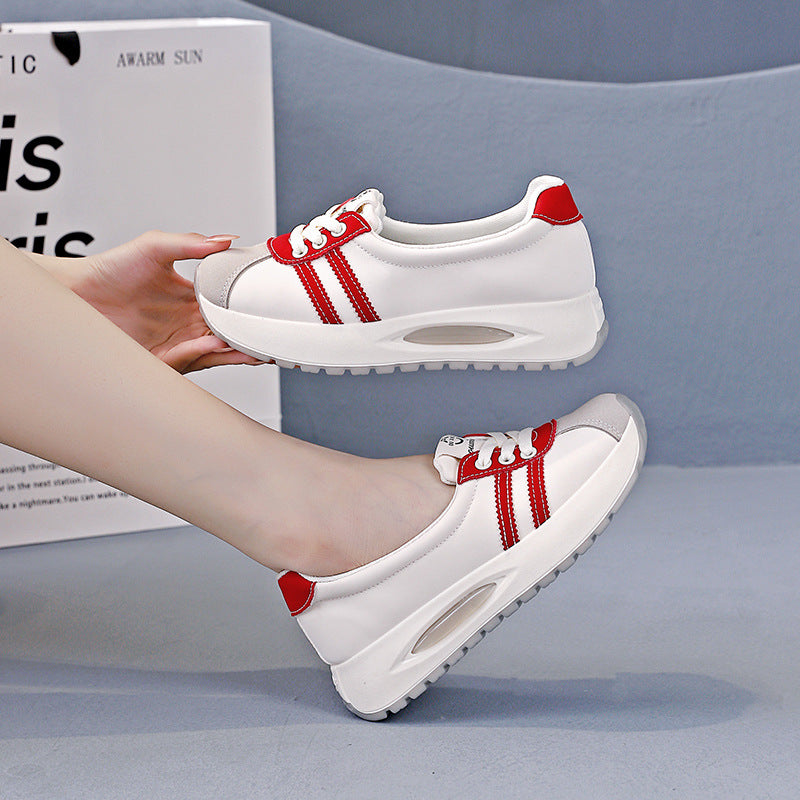 Zapatillas casuales para mujer con cordones, transpirables y suela con plataforma