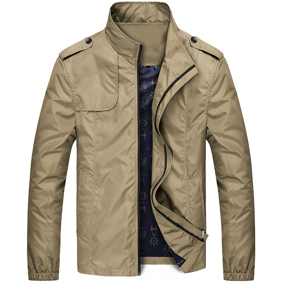 Men’s Lightweight Field Jacket – Stand-Collar Utility Layer for Transitional Wear