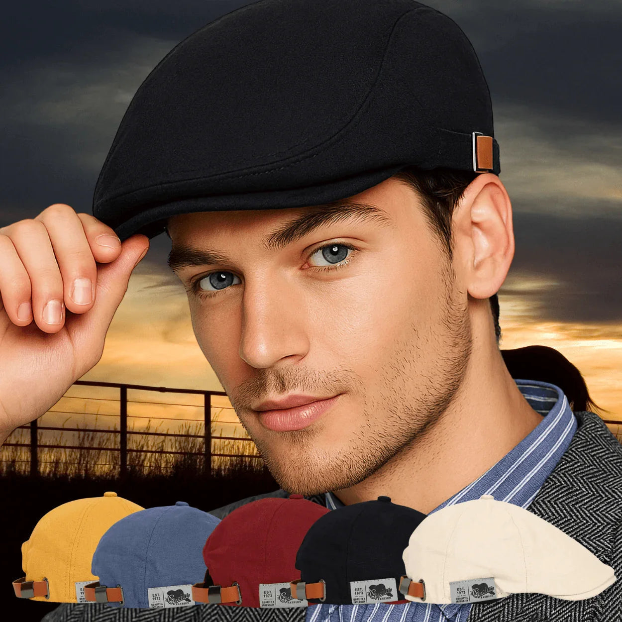 Męska bawełniana czapka typu flat cap klasyczny kapelusz newsboy