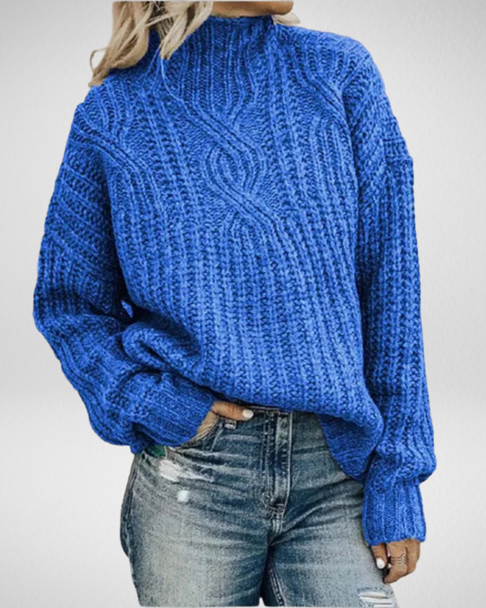 Women's Elegant Chunky Cable Knit High Neck Sweater with Textured Ribbed Stitching and Relaxed Fit – Soft Acrylic Cotton Blend Long Sleeve Pullover for Cosy Autumn and Winter Smart Casual Everyday Wear
