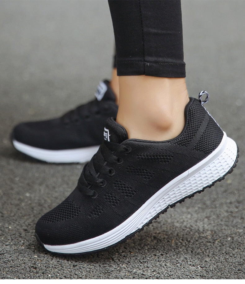 Zapatillas transpirables de malla con cordones para mujer – Calzado ligero e informal para caminar, con suelas texturizadas, ideal para el día a día