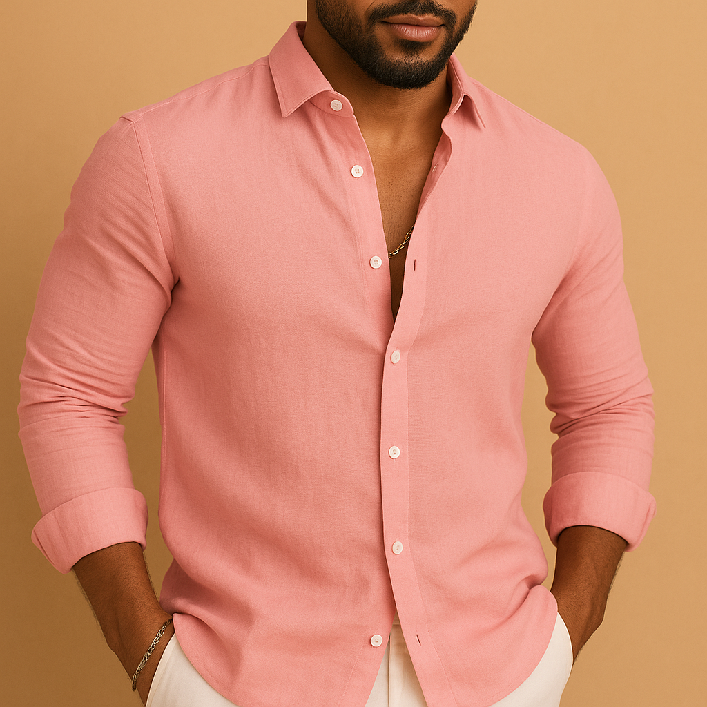 Men’s Lightweight Long-Sleeve Summer Shirt – Breathable Relaxed-Fit Button-Front Style for Office Holidays Weekend Smart Casual and Everyday Warm-Weather Wear
