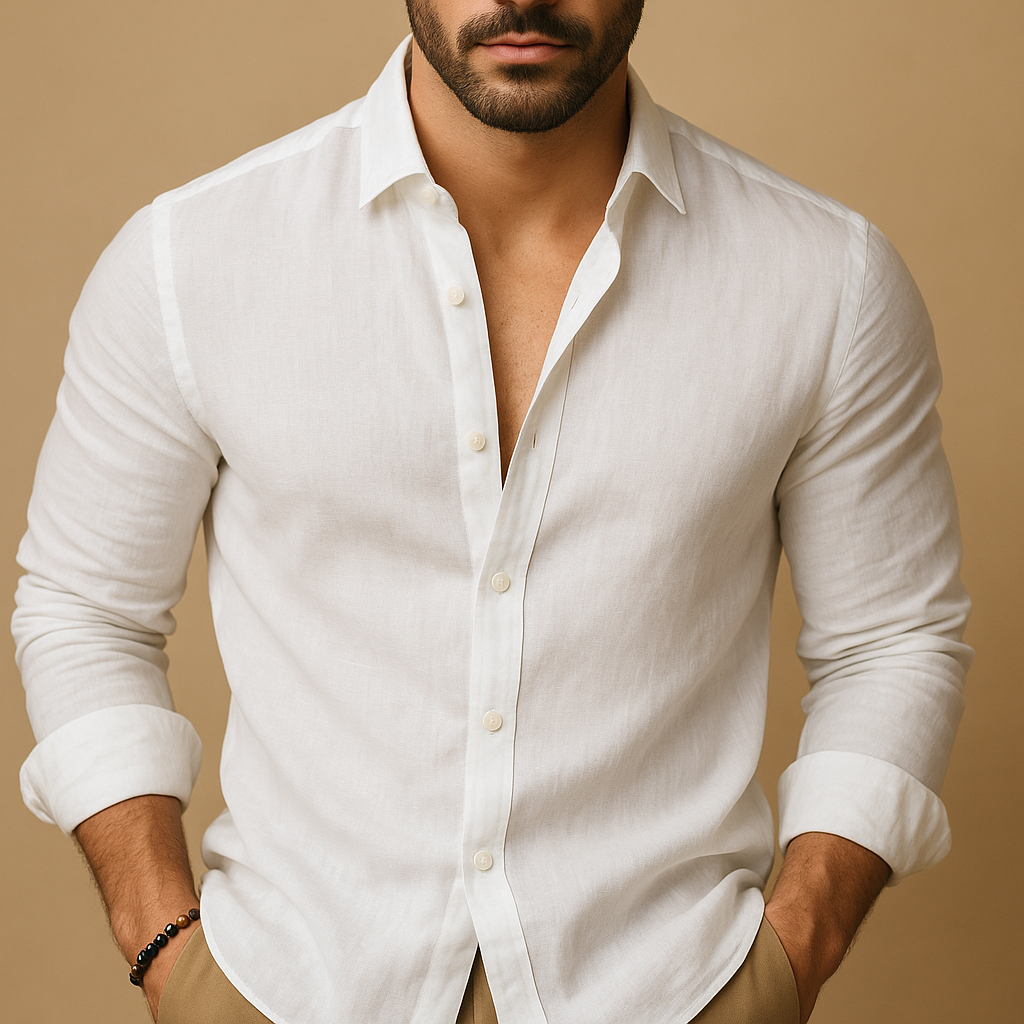 Men’s Lightweight Long-Sleeve Summer Shirt – Breathable Relaxed-Fit Button-Front Style for Office Holidays Weekend Smart Casual and Everyday Warm-Weather Wear