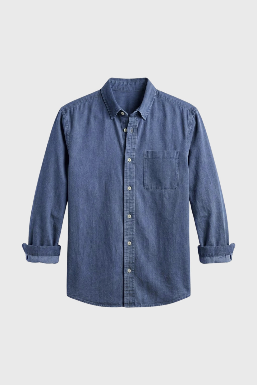 Men’s Textured Shirt Rolled Sleeve Chest Pocket Casual Top