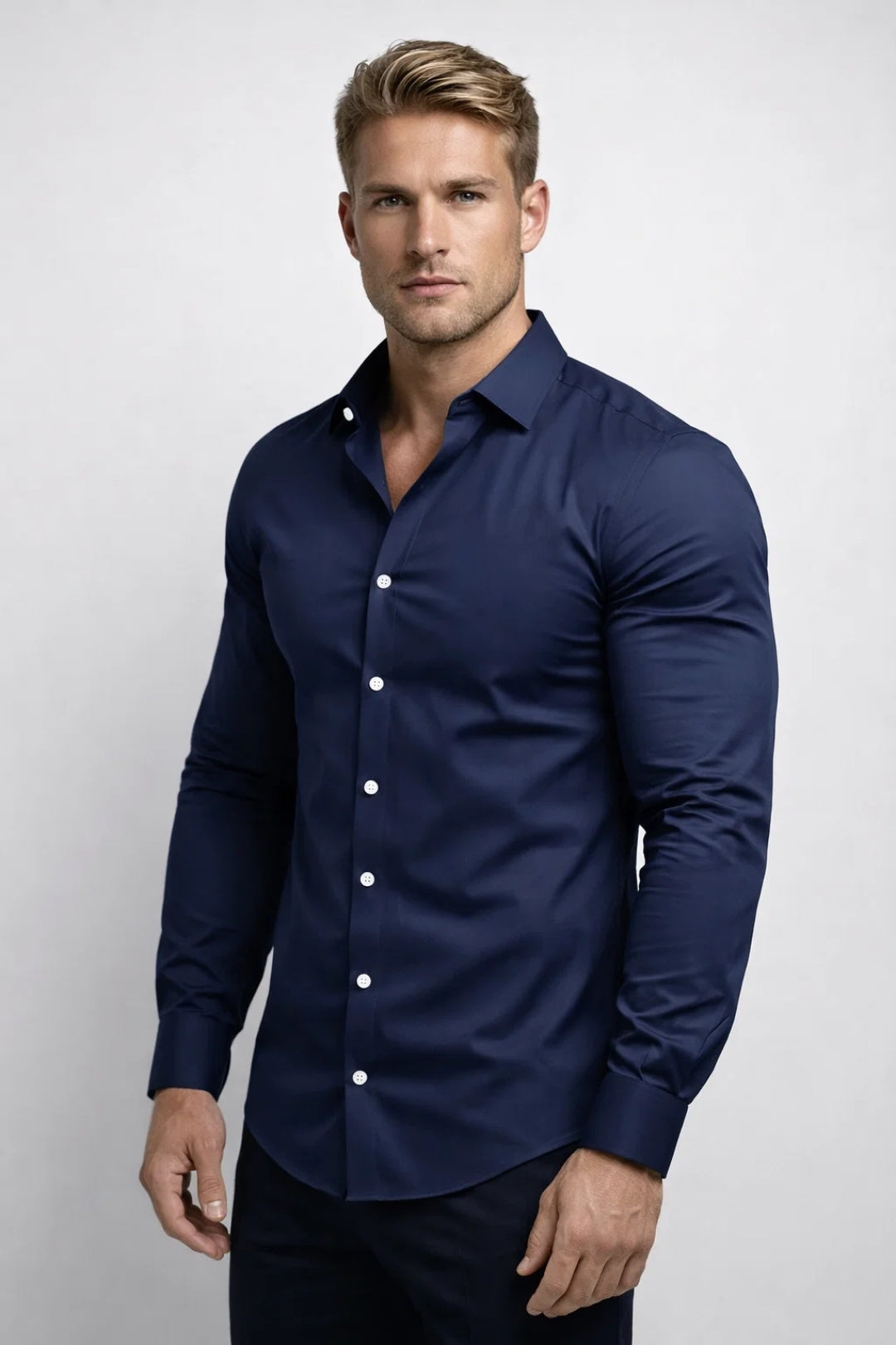 Men’s Muscle Fit Shirt Smooth Long Sleeve Smart Top
