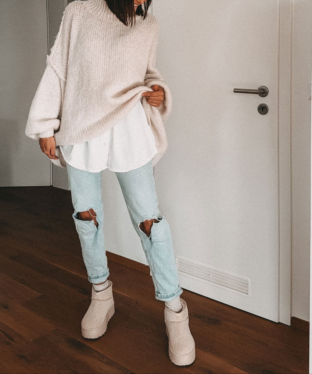 Oversize-Strickpullover für Damen – Locker geschnittener Grobstrickpullover mit Rundhalsausschnitt und weiten Ärmeln für Herbst und Winter