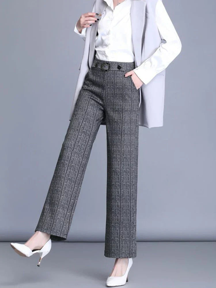 Women’s High-Waist Wide-Leg Trousers – Belted Smart Casual Office Style