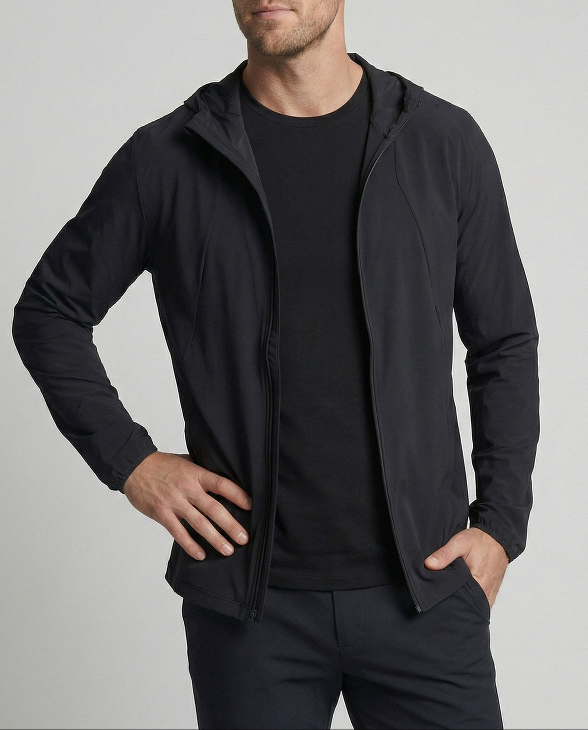 Chaqueta ligera con capucha y cierre de cremallera para hombre – Prenda informal y estilizada para viajar y usar a diario